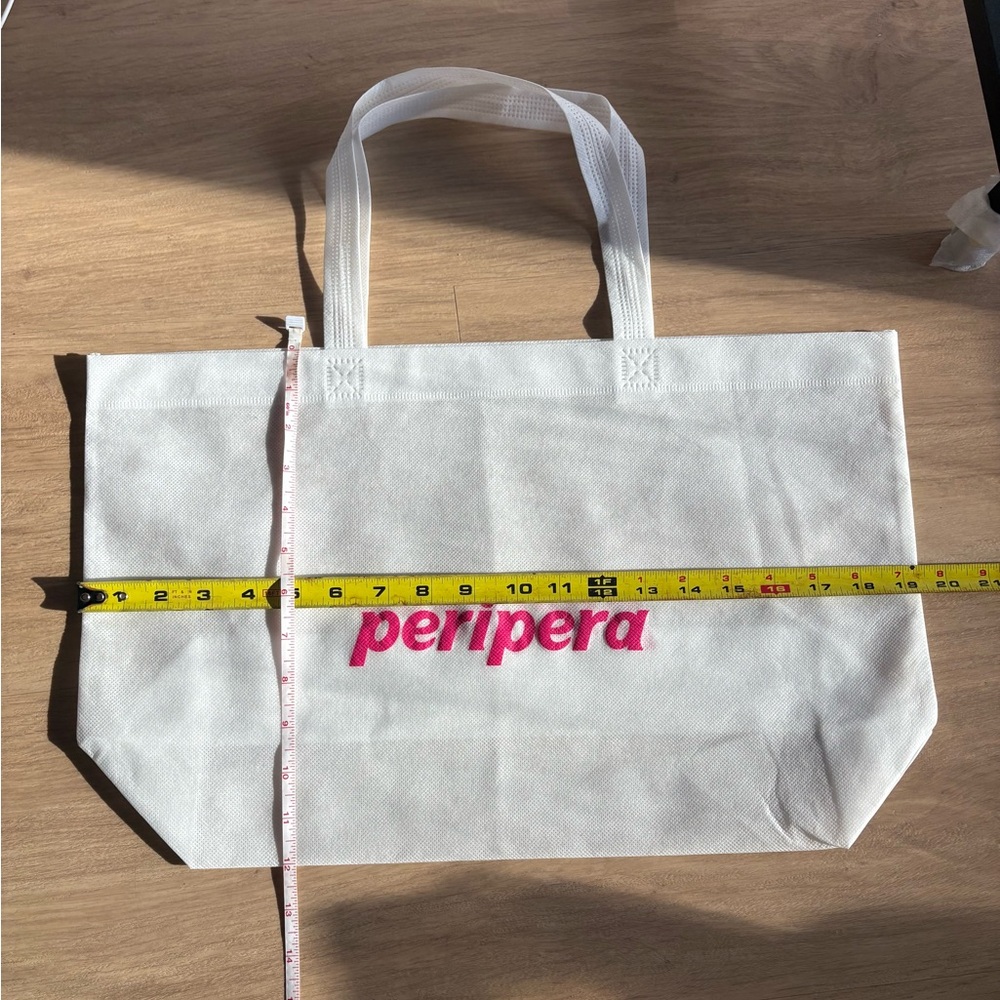 Peripera white tote bag with pink letters brand new, didn’t come with tags